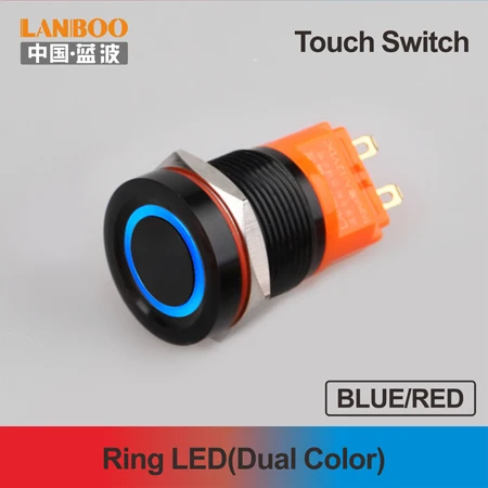 Ring LED LANBOO 19 мм сенсорный кнопочный переключатель с led светильник concact управление Мягкий сенсорный кнопочный переключатель Индуктивный переключатель водонепроницаемый IP68 - Цвет: Ring LED