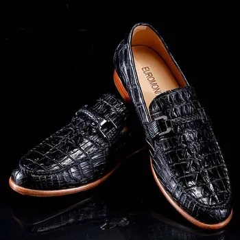 

ourui new true crocodile leather male men formal Leather men shoes black Bone skin single shoes men shoes