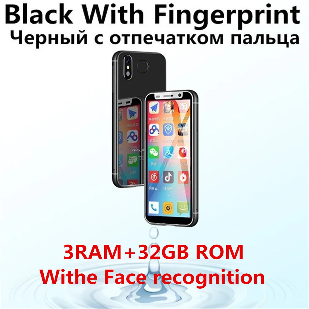 3GB 32GB Black Melrose 4G Lte маленький Android телефон Google play 3,4 ''четырехъядерный Android 8,1 отпечаток пальца ID студенческий мини маленький смартфон - Цвет: 3GB 32GB Black