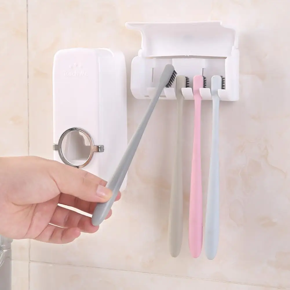 2Pcs Home Bathroom Automatic Toothpaste Dispenser Squeezer Toothbrush Holder Set Toothpaste Squeezers Bathroom supplies
