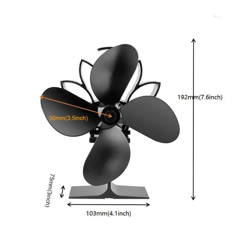 4 лопасти тепловое питание камин плита вентилятор Алюминиевый бесшумный экологически чистый для дерева 448A