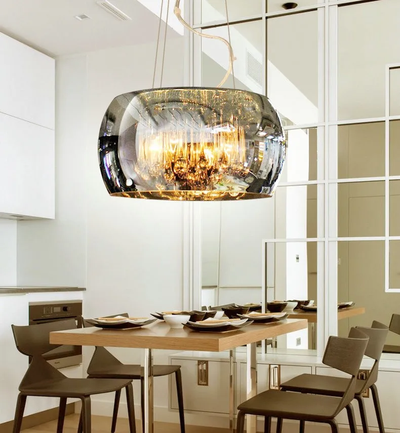 Черный железный роскошный круговой креативный современный подвесной светильник хрустальные модные светильники Led Chiip для столовая освещение для бара дома