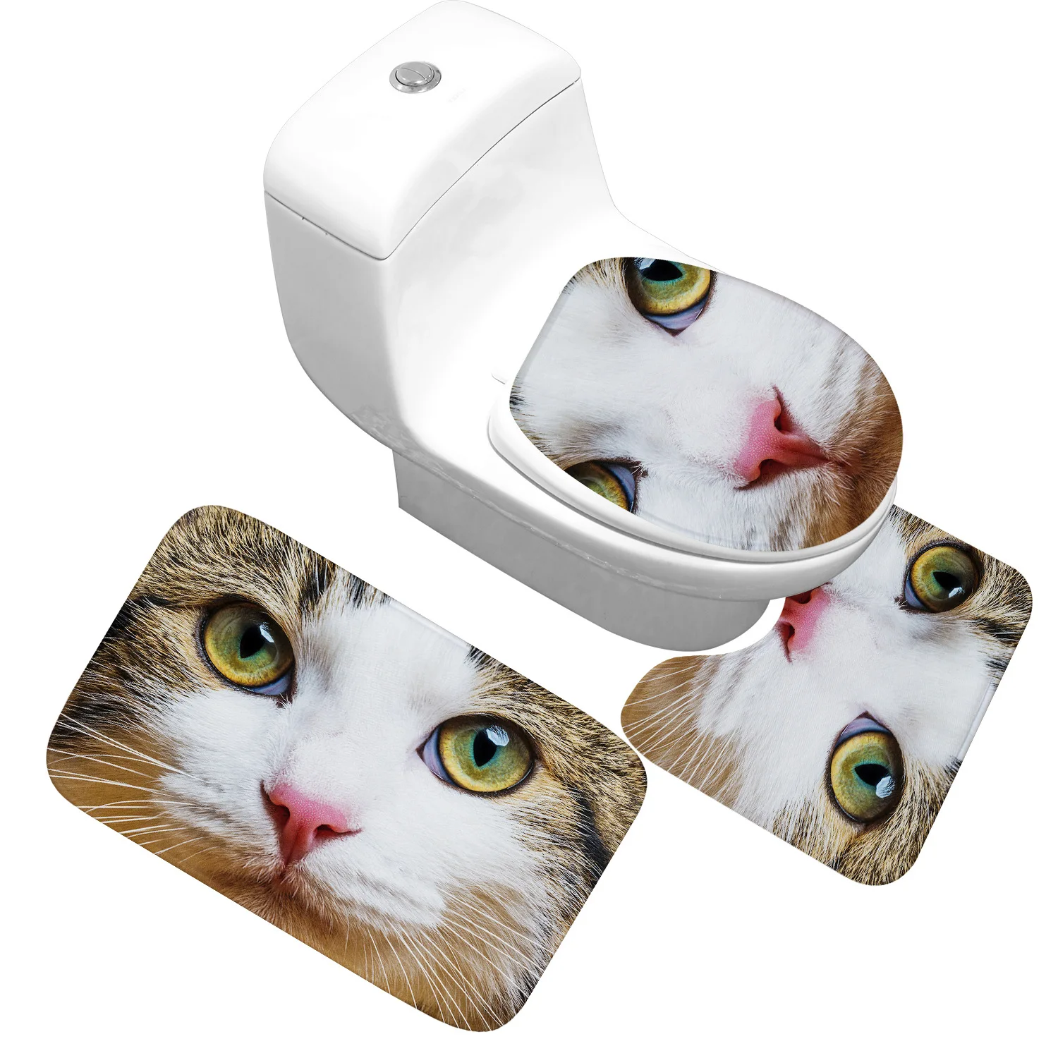 DYJ11 Zeegle Bathroom Mats Pet Cat Toilet Carpet Mats Shower Mat Non Slip Flannel 3D Printed Rugs and Mat Set - Цвет: DYJ11