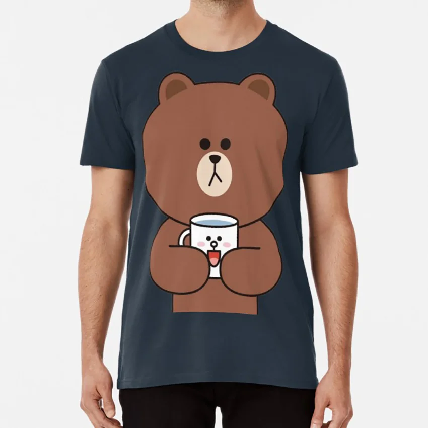 Милая футболка с коричневым медведем и кроликом, с коричневым медведем и кроликом, с милым медведем на День святого Валентина - Цвет: Тёмно-синий