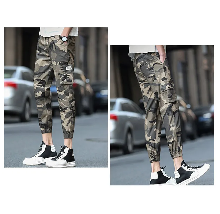 Летние новые продукты мужские повседневные камуфляжные капри брюки Slim Fit Брюки корейский стиль студентов луч ноги Спецодежда Брюки Мода