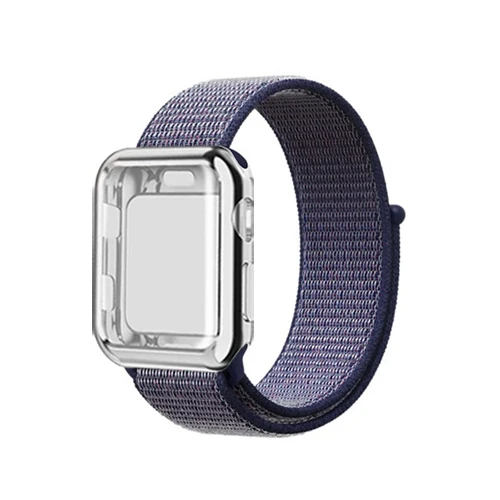 10 Полный экран протектор чехол+ ремешок для наручных часов Apple Watch, ремешок 42 мм, 38 мм, Версия 44 мм 40 мм наручных часов Iwatch, ремешок series 5/4/3/2 спортивный бесшовный браслет+ крышка - Цвет ремешка: 10
