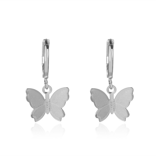 Gold Silver Color Butterfly Earring for Women Round Dangle Drop Brincos Valentine's Day Gifts  Jewelry