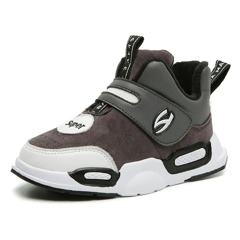 Children's Mid-tube Casual Shoes Boys Comfortable Sneakers Shoes Girls New Fashion Sports Shoes Size 26-37 - Цвет: Gray