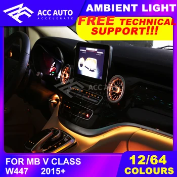 

Ambient Light Front Dashboard Air Condition AC Vent Outlet Turbo Trim For Mercedes V Class Vito Viano Valente Metris W447 15-19