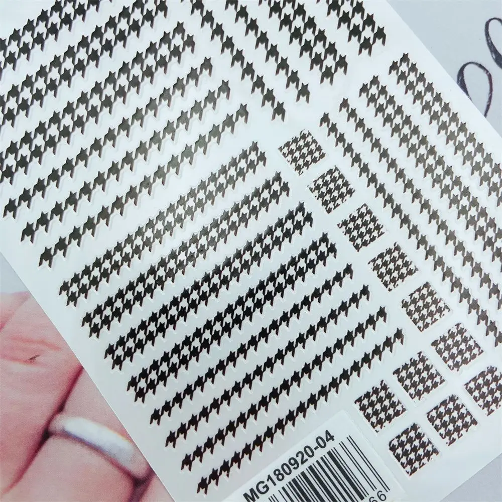 

1 Sheet Trendy Houndstooth Nail Art 3D Stickers Black Nail Decals for Nails Pink Manicure Leopard Design DIY 3D Accessories