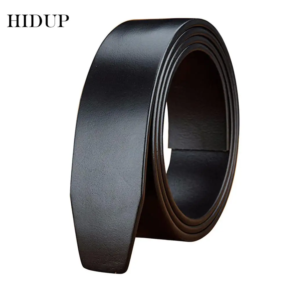 Ceny HIDUP 3.5cm szerokości formalne automatyczne style mężczyźni tylko pasek w stylu Vintage pasy najwyższej jakości skóry wołowej skórzany pas bez klamry NWJ637