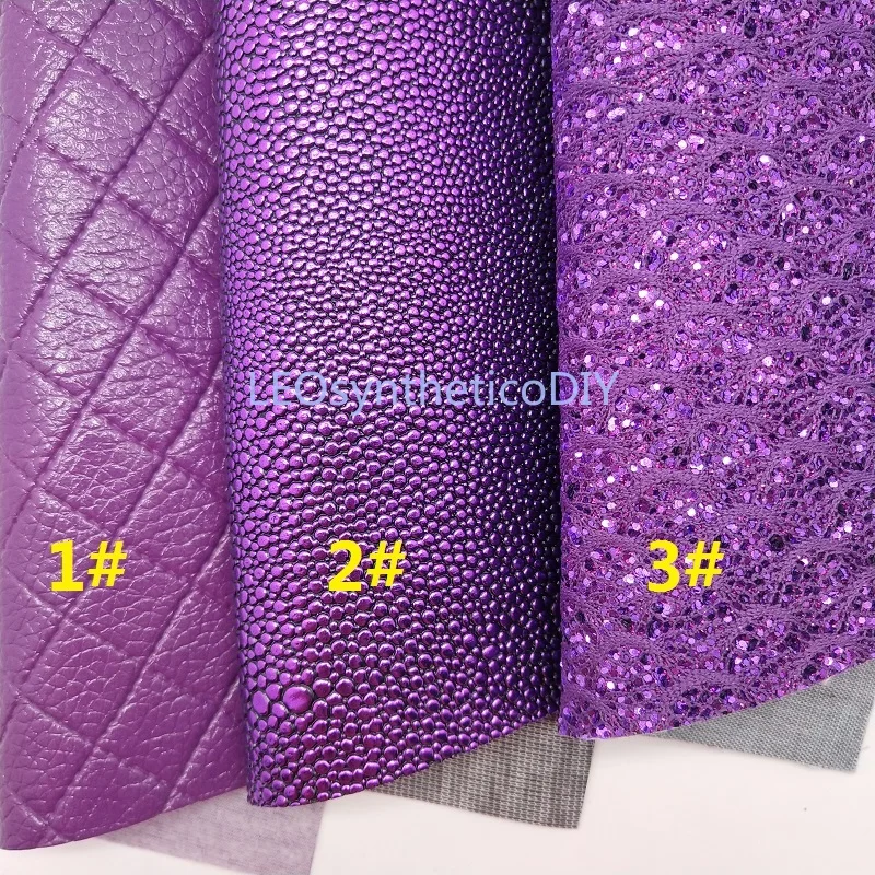 Мини-рулон 30x134 см фиолетовая кружевная блестящая ткань, икра искусственная кожа, Клетчатый Кожаный рулон для изготовления луков LEOsyntheticoDIY SK230