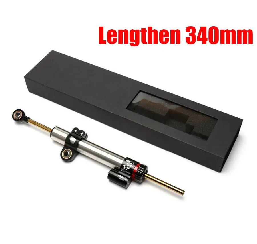 

1X340mm Lengthen Adjustable Universal Motorcycle CNC Steering Damper Linear Stabilizer Reversed Safety Control