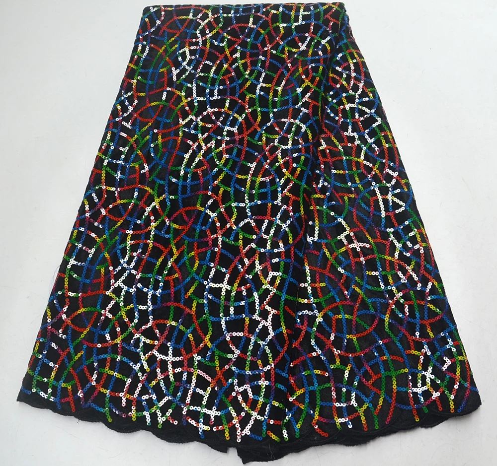 

2019 Latest French Nigerian Sequins Velvet Laces Fabrics High Quality African Laces Fabric For Wedding Lace Fabric