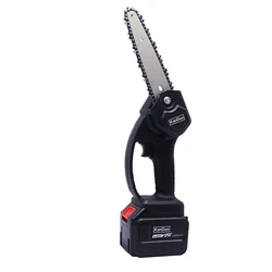 Mini scie à chaîne électrique 21V 6 pouces, avec 2 batteries rechargeables, taille du bois, une main, outil électrique de jardinage 