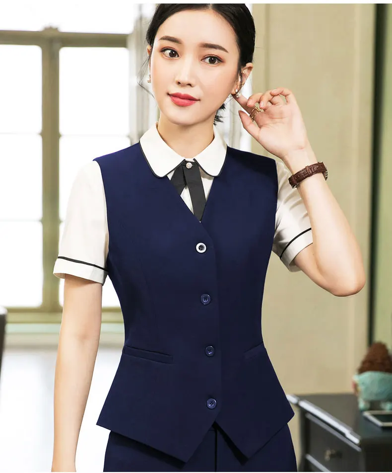 dark blue waistcoat IZICFLY весна осень стиль синий жилет для женщин Элегантный тонкий бизнес офисные Топы Формальные интервью жилет рабочая одежда плюс размер - Цвет: dark blue waistcoat