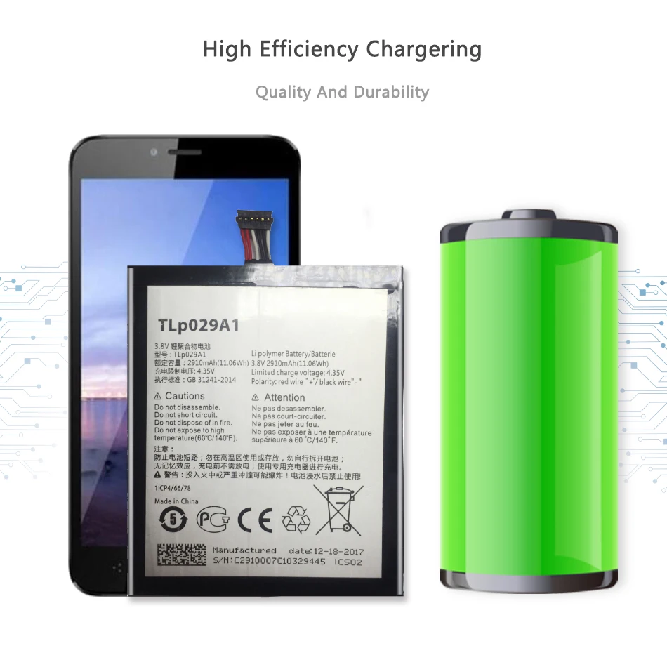 Аккумулятор 3,8 V 2910mAh TLp029A1/TLp029AJ для Alcatel OneTouch Pop 3 5," OT-5025 OT-5025D