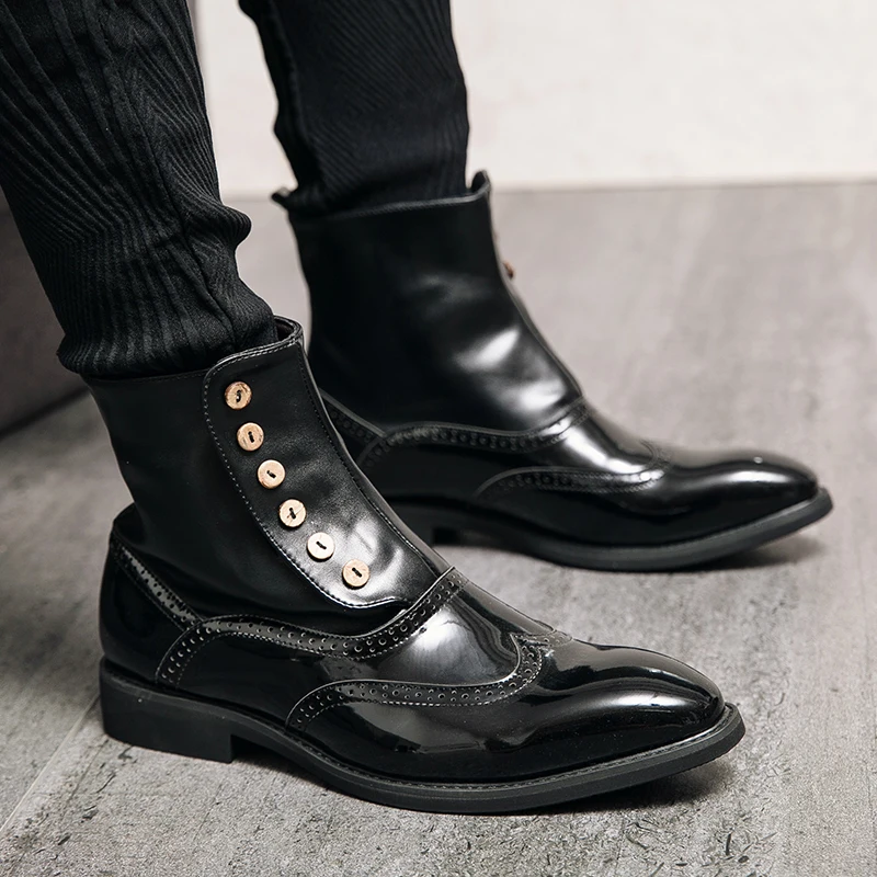 

Men Boots High-top casual shoes Ankle Boots outdoor fashion club party Men Motorcycle Boots PU Leather Boots Zapatillas Hombre