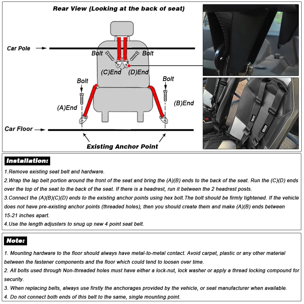 HIAORS Universal Lap Seat Belt 2 Point Adjustable Safety Harness Kit for 150cc 250cc Go Kart Kandi Dune UTV Buggies Truck 