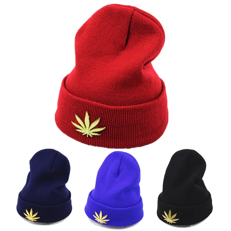 

Hats High Quality Metal maple leaf Very Cold Casual Beanies For Men Women Fashion Knitted Winter warm Hat Hip-hop Skullies Hat