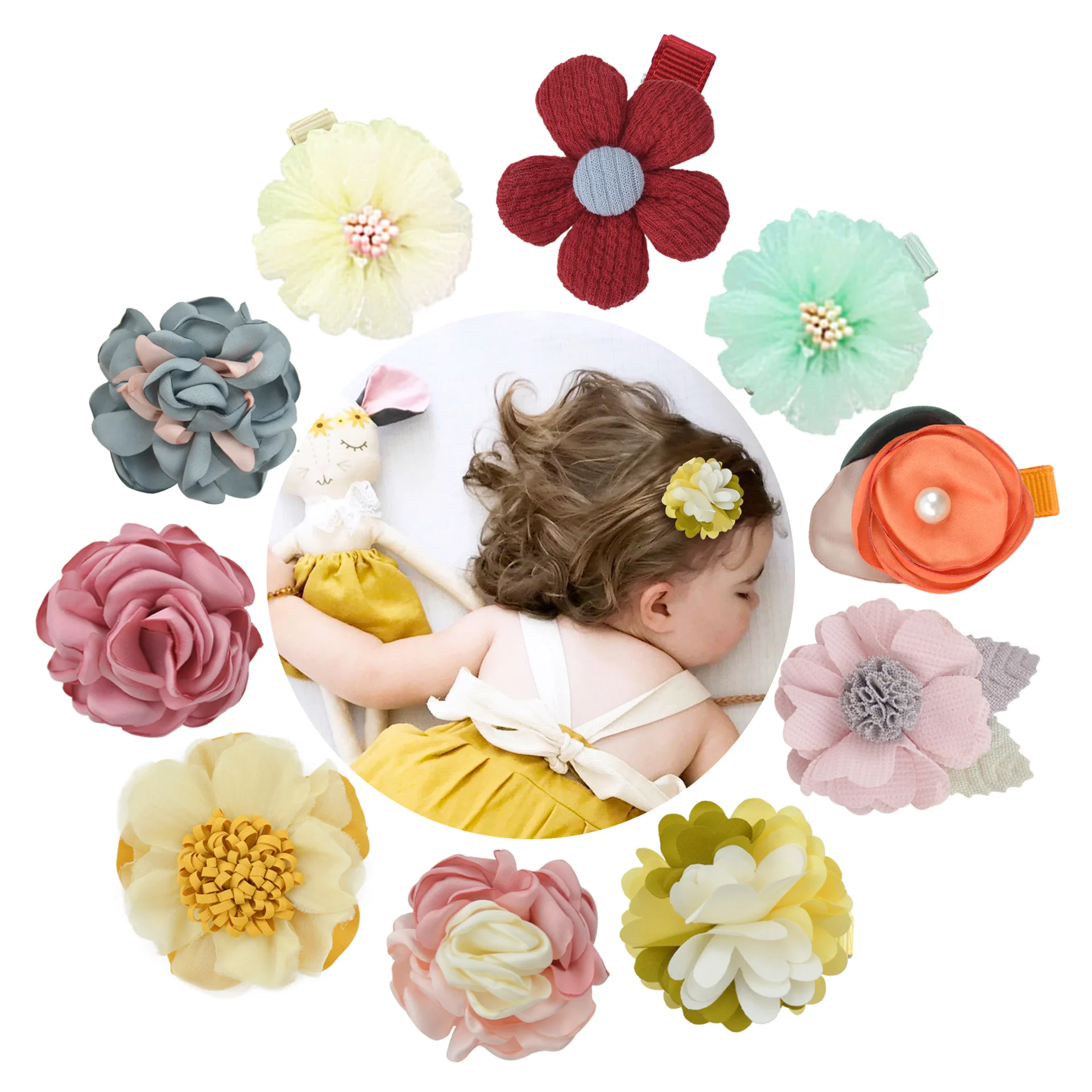 YUXIC маленькие потертые цветочные детские повязки на голову из мягкого нейлона