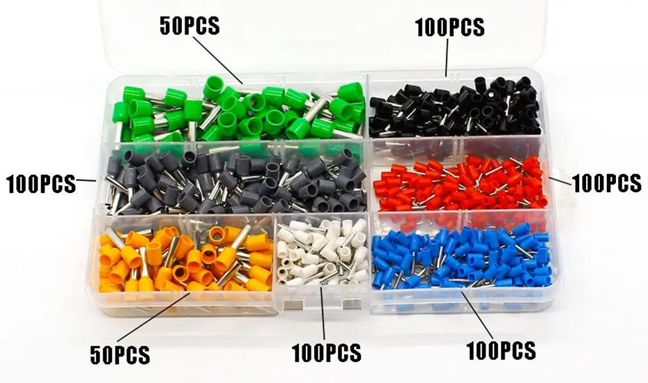 600 Pz Filo di Rame ОБЖИМНАЯ трубка Connettore Vanga Isolato Cavo terminale del Cavo Terminale Filo Kit FAI DA TE Set di Utensili A M