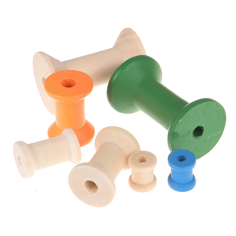 10Pcs/Pack Thread Wire Tools Wooden Bobbins Spools Reels Vintage Style Organizer For Sewing Ribbons Twine Wood Crafts | Дом и сад