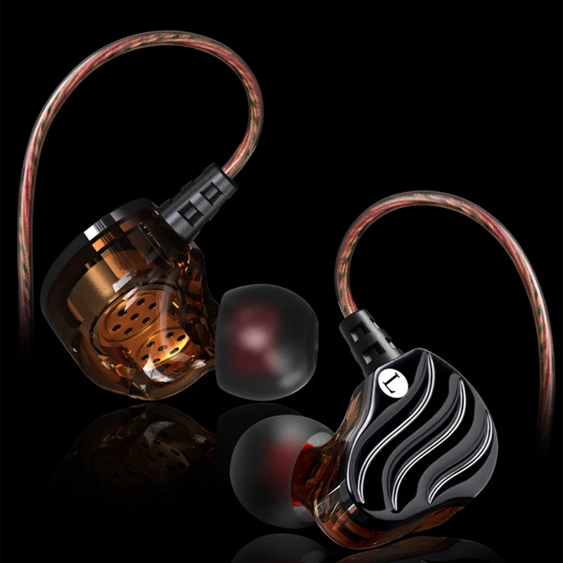 QKZ KD4 In Ear Subwoofer Headphones Mobile Phone Music MP3 Dual Unit Subwoofer Headphones