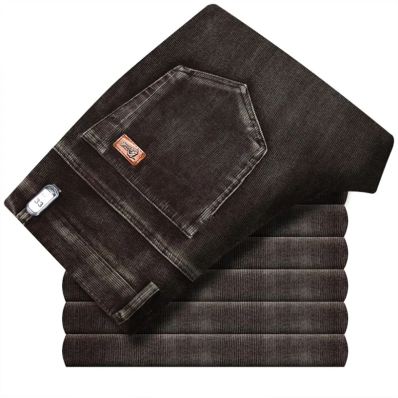 

ICPANS Winter Pants Men Thick Warm Corduroy Trousers Loose Straight Stretch 2019 Winter Autumn High Waist Casual Pants Big Size