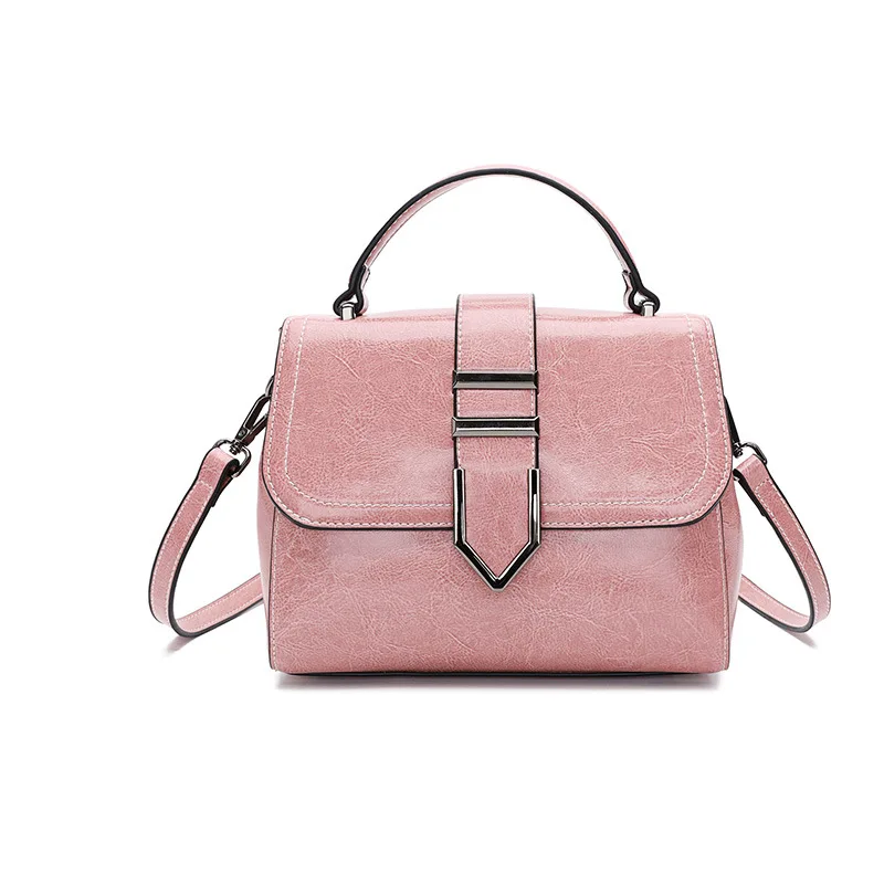 Pink ICEV Новая мода Ретро корейский стиль воловья кожа Маленькая женская сумка через плечо Женская Офисная работа сумки известных брендов - Цвет: Pink