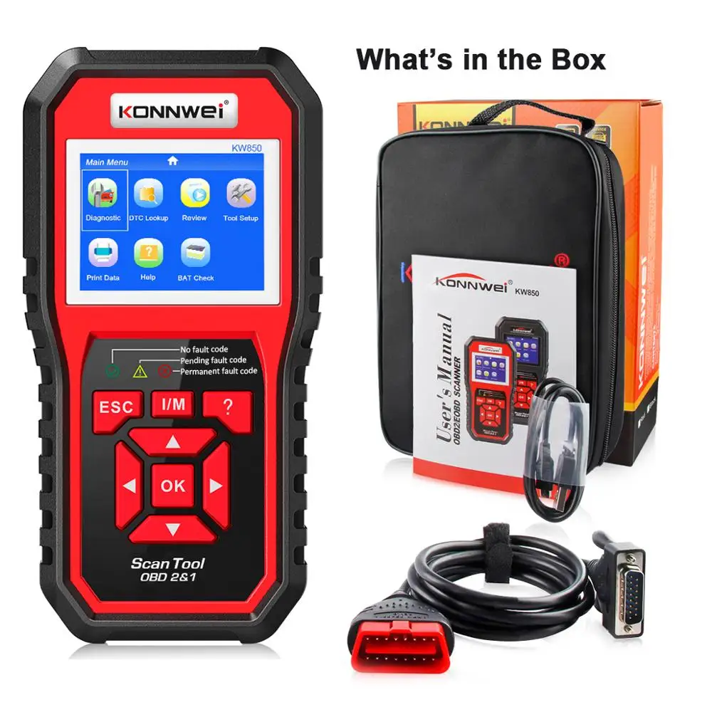 2-Car-Scanner Car-Tools ODB2 OBD Konnwei Kw850 Multi-Languages for Cars