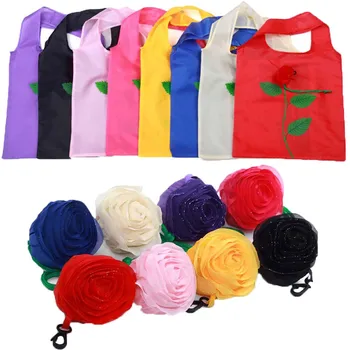 

Multi-color Eco Storage Handbag Rose Flowers Shape Foldable Shopping Bags Reusable Folding Grocery Large Bag Handle Tote