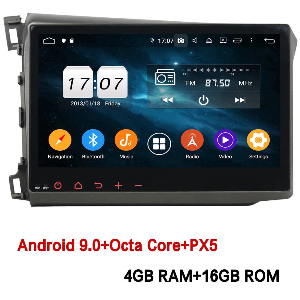 Klyde 10," ips 4G wifi Android 9,0 Восьмиядерный 4 Гб ОЗУ 64 Гб ПЗУ DSP BT автомобильный DVD мультимедийный плеер радио для Honda Civic 2011 - Цвет: 4GB RAM x 16GB ROM