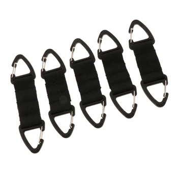 

5 Pieces Nylon Clip Band Carabiner Keychain Belt Webbing Hook with Strap Climbing Camping Accessories