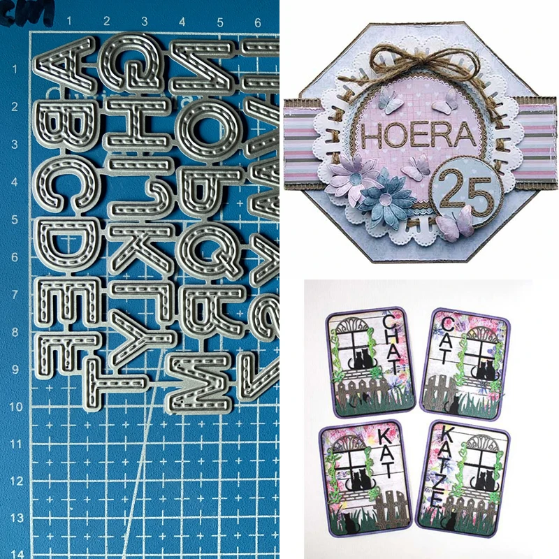 

Lucky Goddess Metal Cutting Dies Alphabet stitched diy Scrapbooking Photo Album Decorative Embossing Paper Card Crafts Die