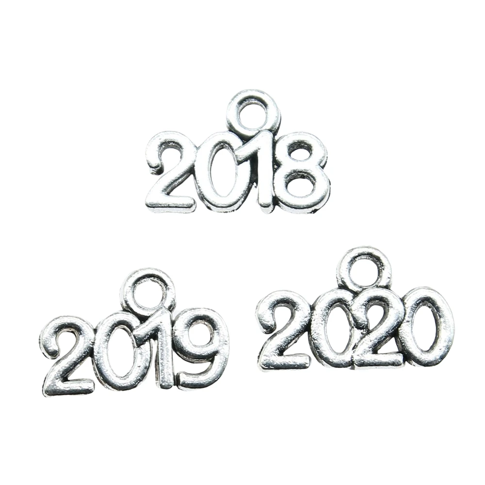 50 шт подвески в виде цифр 2019 2020 античные серебряные Подвески для изготовления
