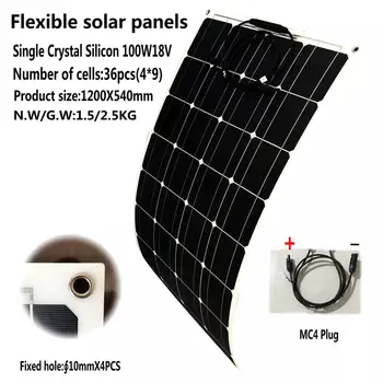 

Solar Panel 100w 18V Volt Panel Solar Flexible Monocrsytalline Solar Cell For Car Marine Solar Battery