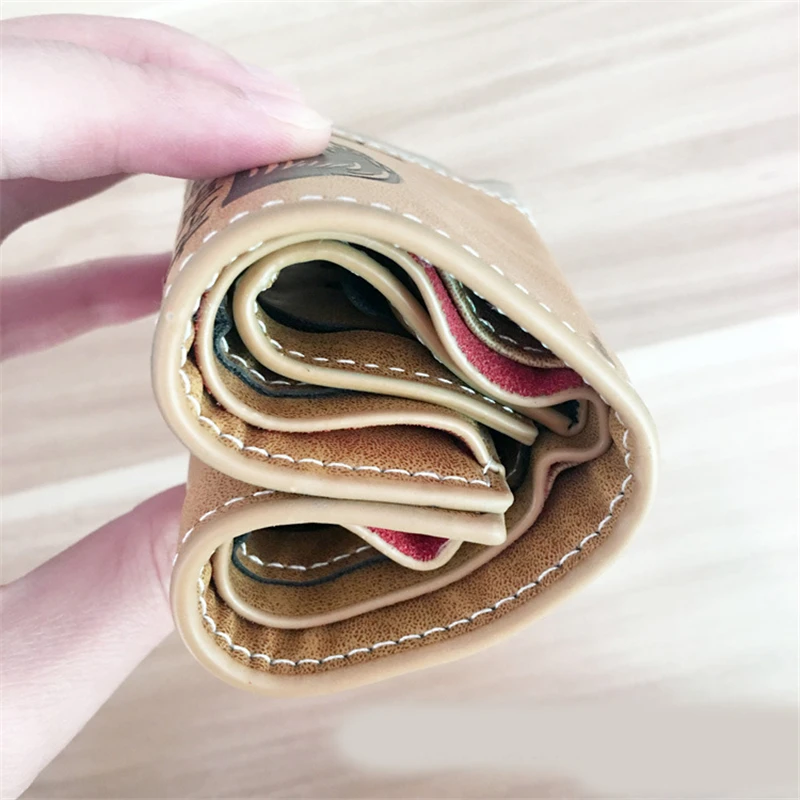 Кошелек кожаный для мужчин и мальчиков короткий бумажник с рисунком аниме