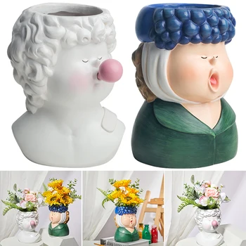 

Cute Nordic Personality Vases Artificial Flower Vases Cute Cartoon Face For Living Room Home Accessories Decoration
