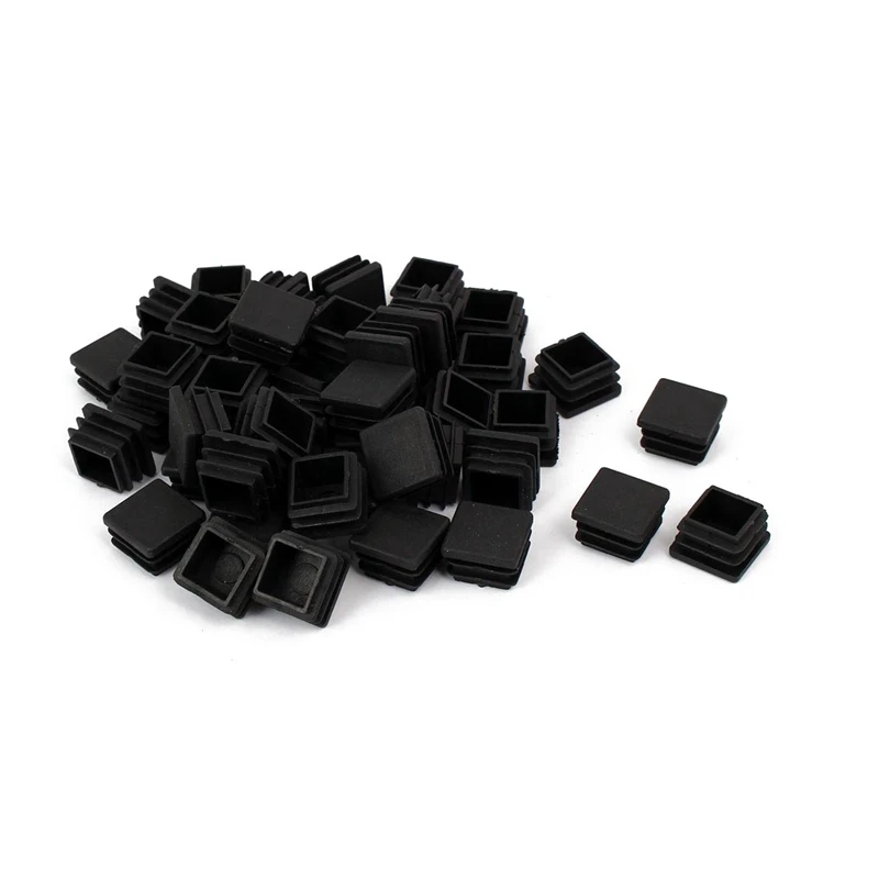 

HOT-Chair Leg Plastic Blanking End Cap Square Tube Insert Black 20mmx20mm 50pcs