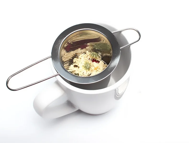 New Reusable Metal 304 Stainless Steel Tea Strainer Creative Tea Filter Folding Handle Tea Infuser WB1104