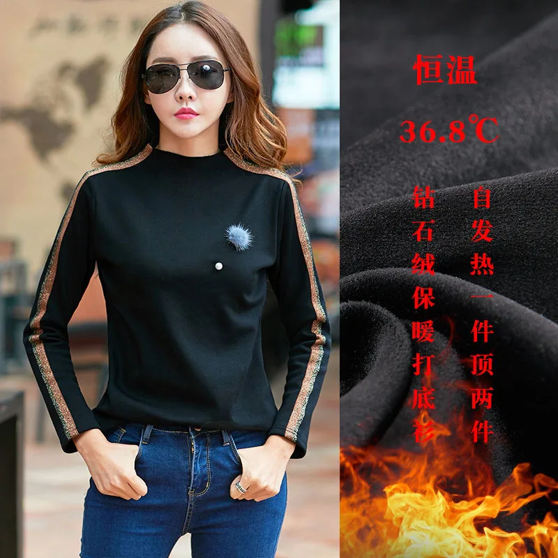 Tanie BOBOKATEER koszulka z długim rękawem koszulka damska aksamitna koszulka damska topy modne ciuchy poleras de mujer moda 2019 koszulka femme