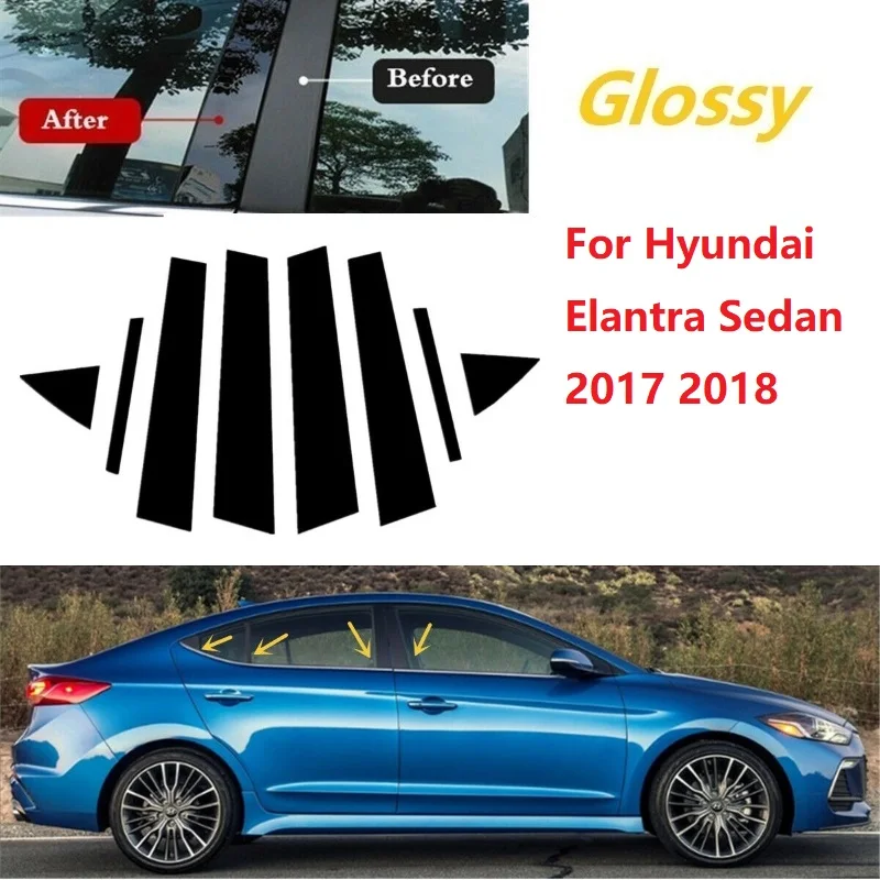 8 шт. полированные столбики для Hyundai Elantra Sedan 2017 2018 оконная отделка Обложка BC