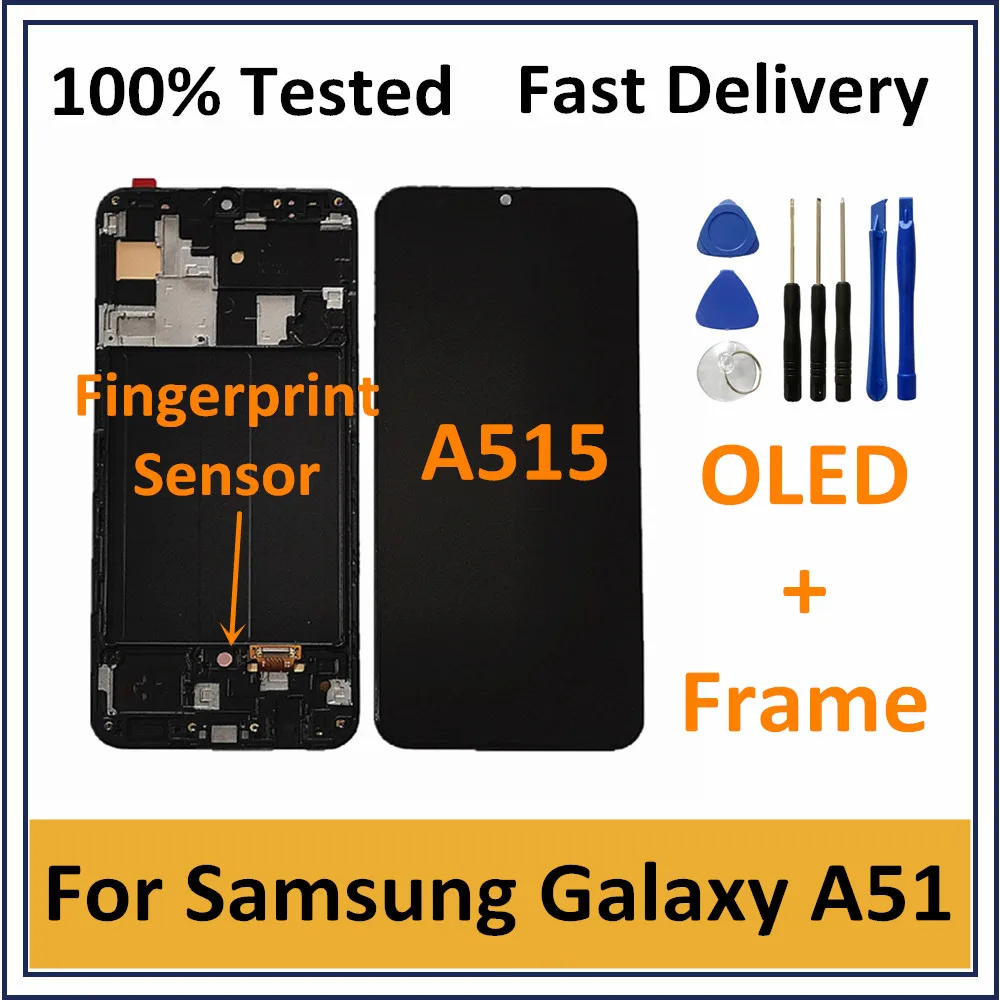 

100% AAA Quality OLED Display For Samsung Galaxy A51 LCD A515 A515F A515F/DS A515FD Touch Screen With Frame Digitizer Assembly