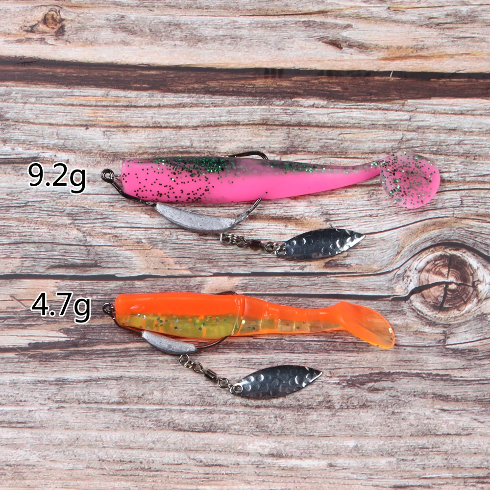 JOHNCOO 4pcs Offset Fishing Hooks Weighted Crank Hook with Spoon Soft Baits  Hook Jig Worm Hook