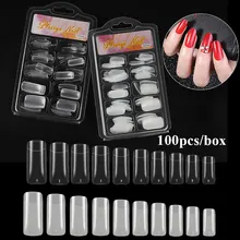 

100Pcs Simple Transparent Acrylic Fake Nail Natural Seamless Full/Half Cover False Nails Clear Coffin French Nails Extension