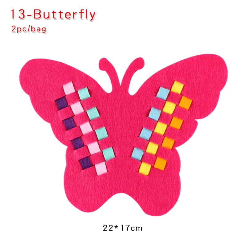 13-Butterfly 2 шт. обучение в детском саду DIY пазл детские игрушки мультфильм нетканое плетение игрушки учебные материалы ручной работы художественные Классические игрушки - Цвет: 13-Butterfly