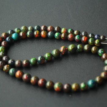 

AAAA loose beads black fire opal round 6-7mm for DIY jewelry making 20cm FPPJ wholesalenature