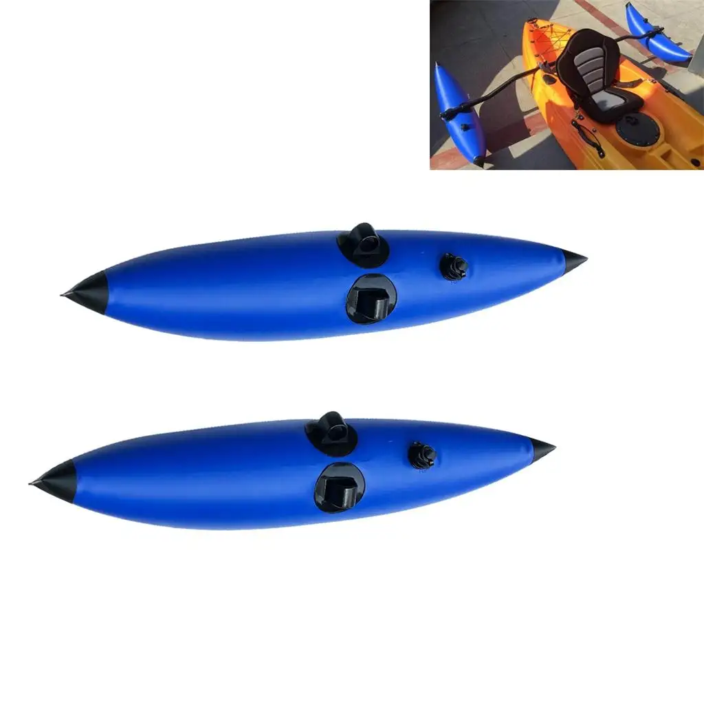 

2x Blue PVC Inflatable Outrigger/Stabilizer & 2 Pole Mount For Kayak Fishing
