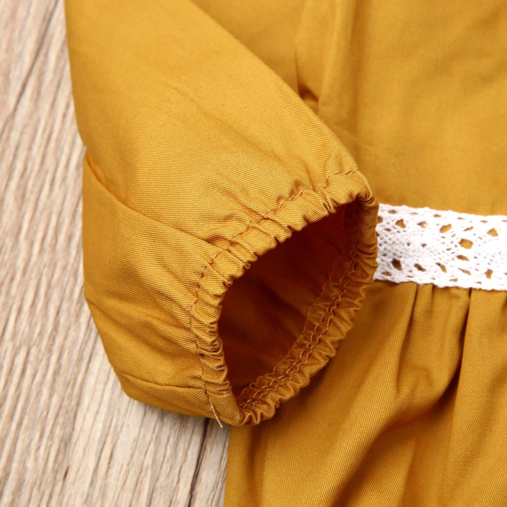 Brand New Baby Set Newborn Infant Baby Girl Solid Lace Romper Jumpsuit Autumn Bow Headband Button Long Sleeve Autumn Ruffle